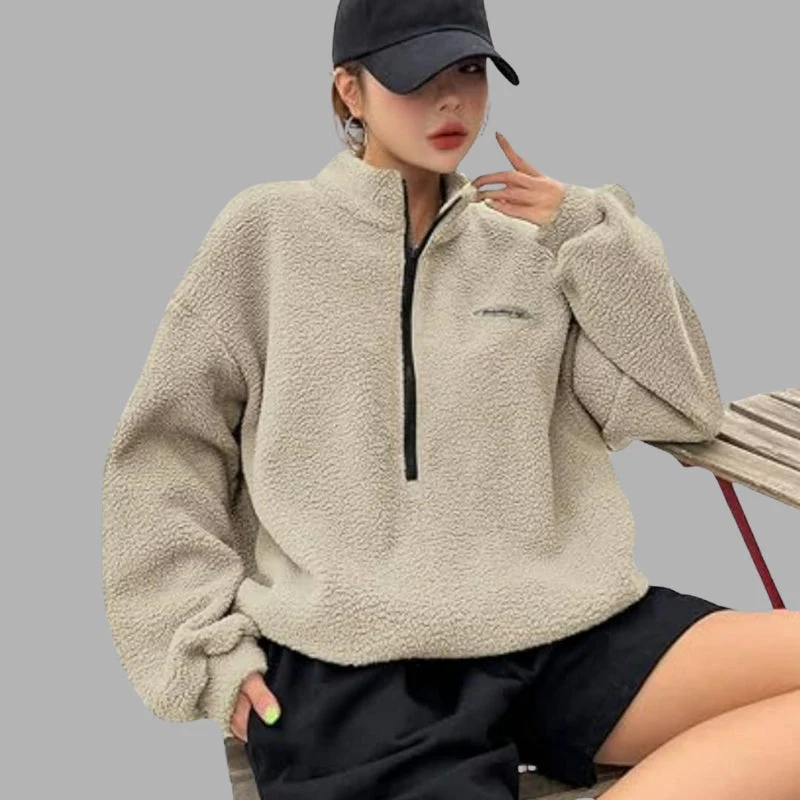 Chara | Sweter damski oversize z długim rękawem, stójka - Image 3