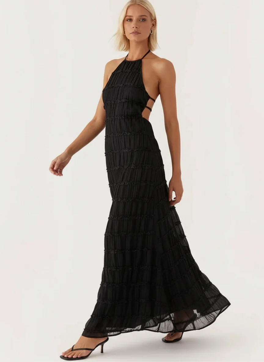Charlyne | Elegancka damska sukienka maxi typu halter, nowoczesny i kobiecy fason na wyjątkowe okazje - Image 2