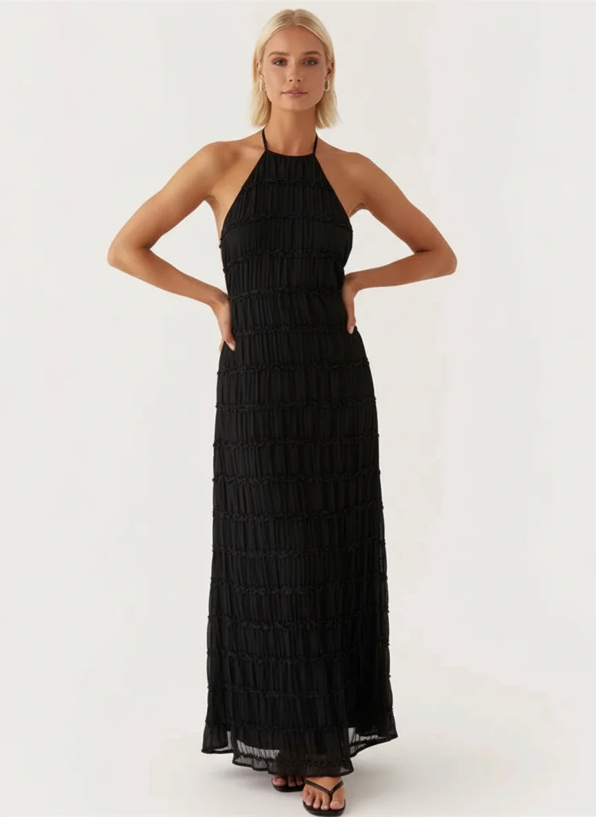 Charlyne | Elegancka damska sukienka maxi typu halter, nowoczesny i kobiecy fason na wyjątkowe okazje - Image 5