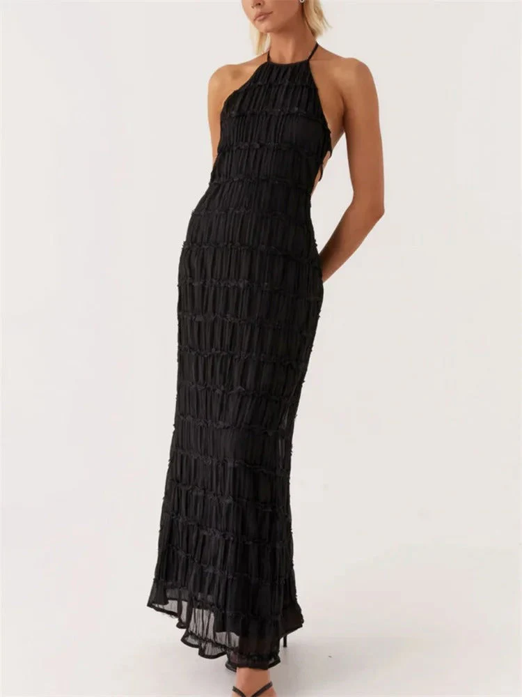 Charlyne | Elegancka damska sukienka maxi typu halter, nowoczesny i kobiecy fason na wyjątkowe okazje - Image 6