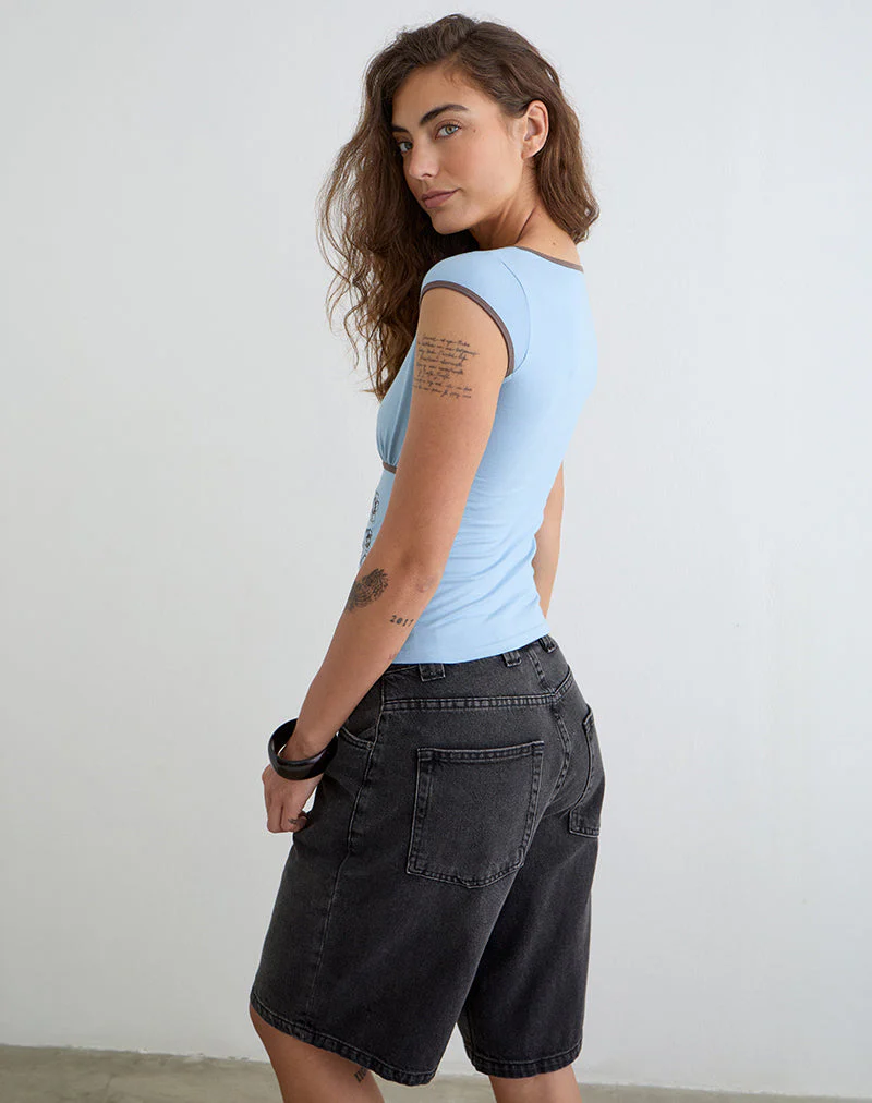 Chloe | Niebieski damski top bodycon z dekoltem V, dopasowany i stylowy na co dzień - Image 5