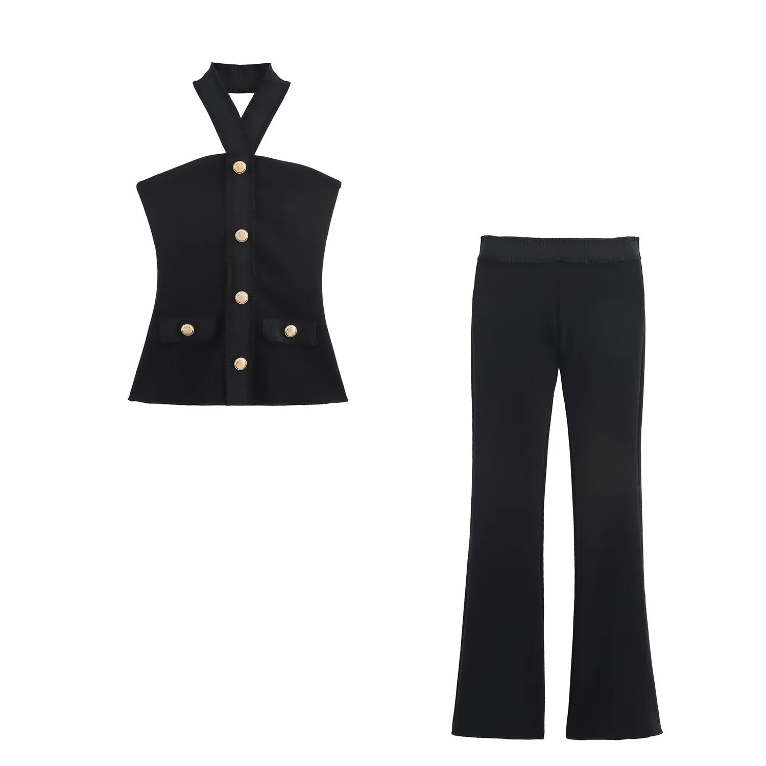 Cody | Czarny komplet damski co-ord z halter neck, elegancki i nowoczesny - Image 4