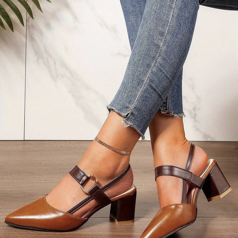 Damskie sandały na słupku z paskiem typu slingback, ortopedyczne i wygodne - Image 2