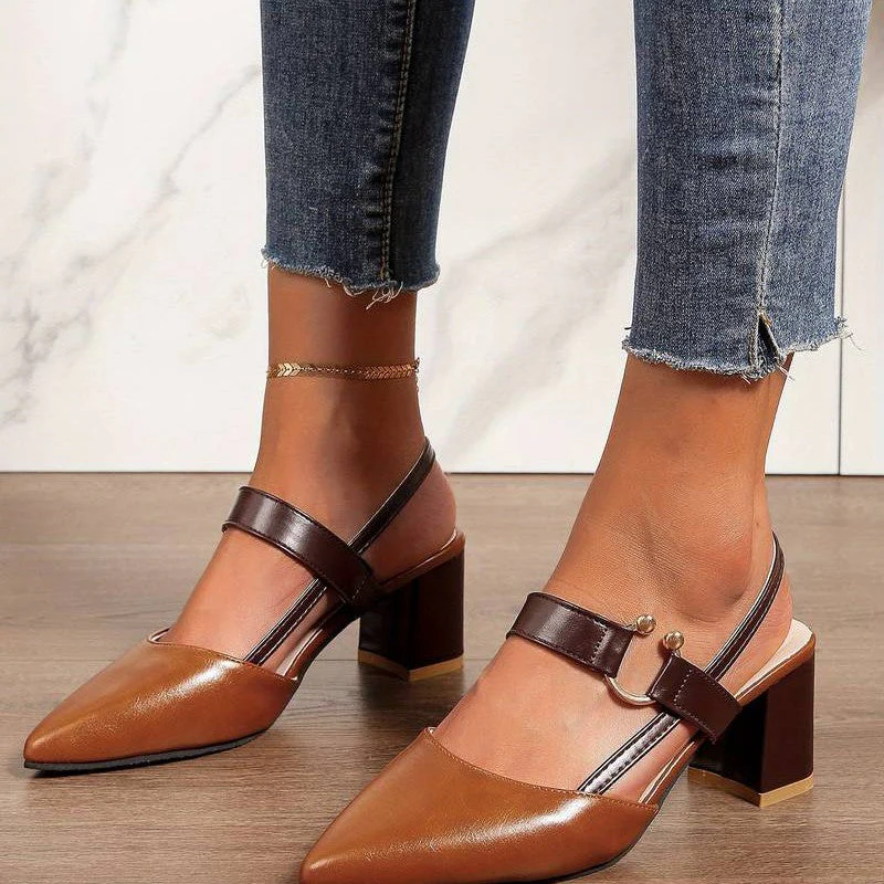 Damskie sandały na słupku z paskiem typu slingback, ortopedyczne i wygodne - Image 3