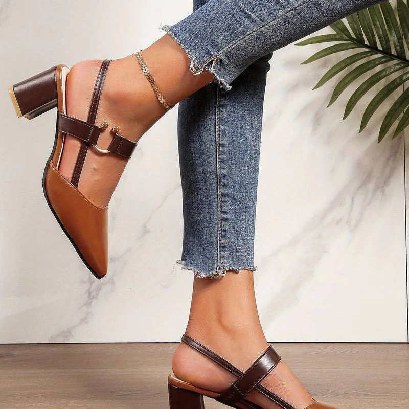 Damskie sandały na słupku z paskiem typu slingback, ortopedyczne i wygodne - Image 5