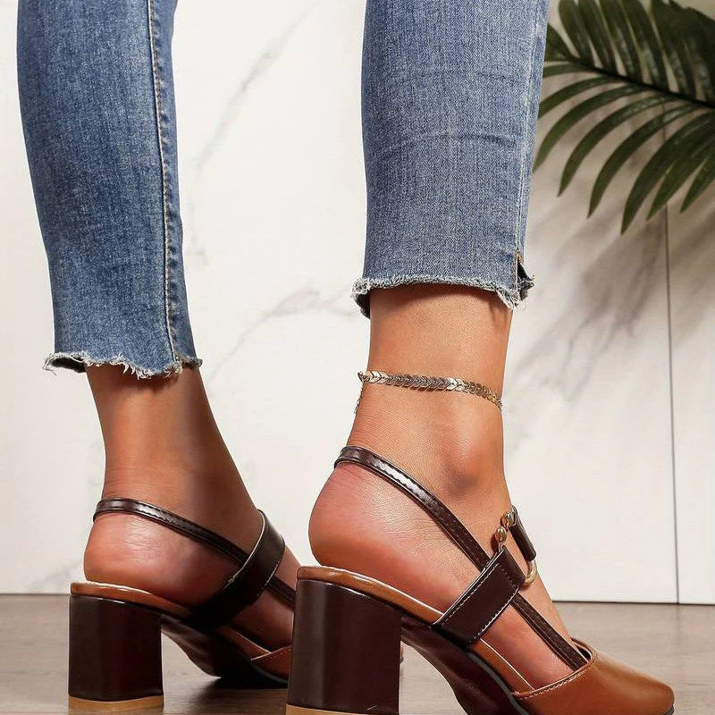Damskie sandały na słupku z paskiem typu slingback, ortopedyczne i wygodne - Image 6