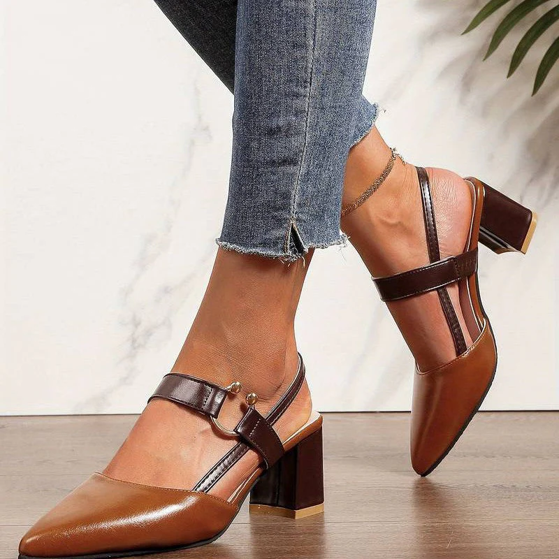 Damskie sandały na słupku z paskiem typu slingback, ortopedyczne i wygodne - Image 7