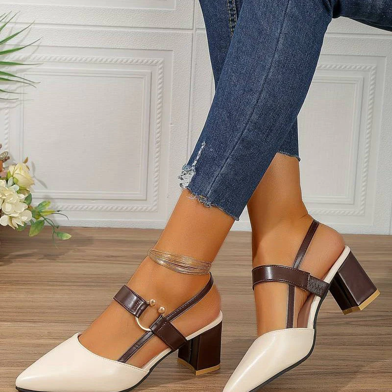 Damskie sandały na słupku z paskiem typu slingback, ortopedyczne i wygodne - Image 8