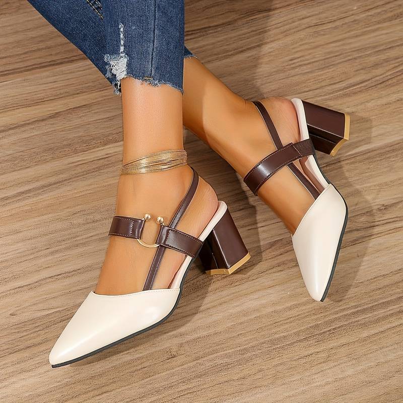 Damskie sandały na słupku z paskiem typu slingback, ortopedyczne i wygodne - Image 9