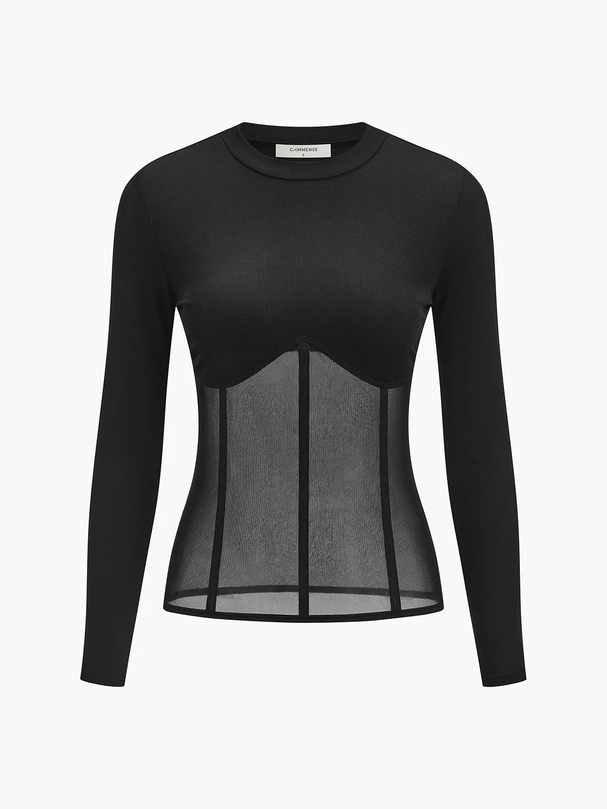 Danielle | Damski top z przezroczystej siateczki z długim rękawem - Image 6