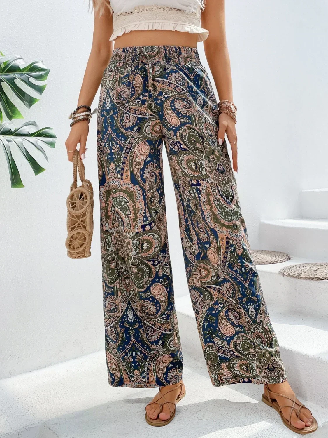 Daphne | spodnie damskie boho szerokie z nadrukiem, lekkie i stylowe - Image 3