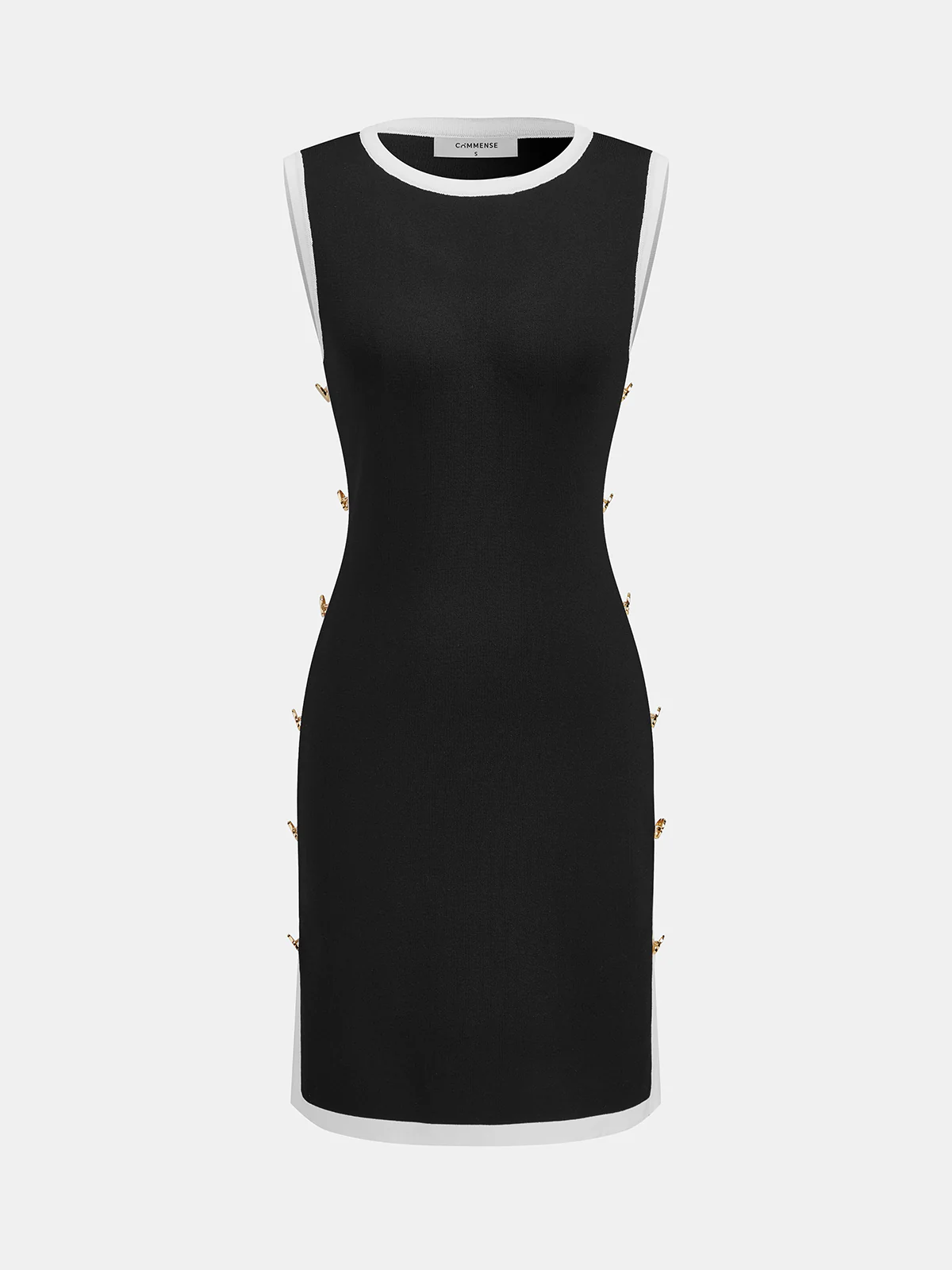 Daphne | Sukienka dzianinowa bez rękawów z kontrastowym wykończeniem - Image 2