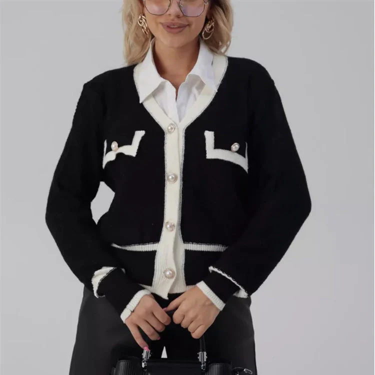 Diane - Elegancka, stylowa kamizelka w stylu paryskim z złotymi guzikami i kontrastowymi detalami - Image 2