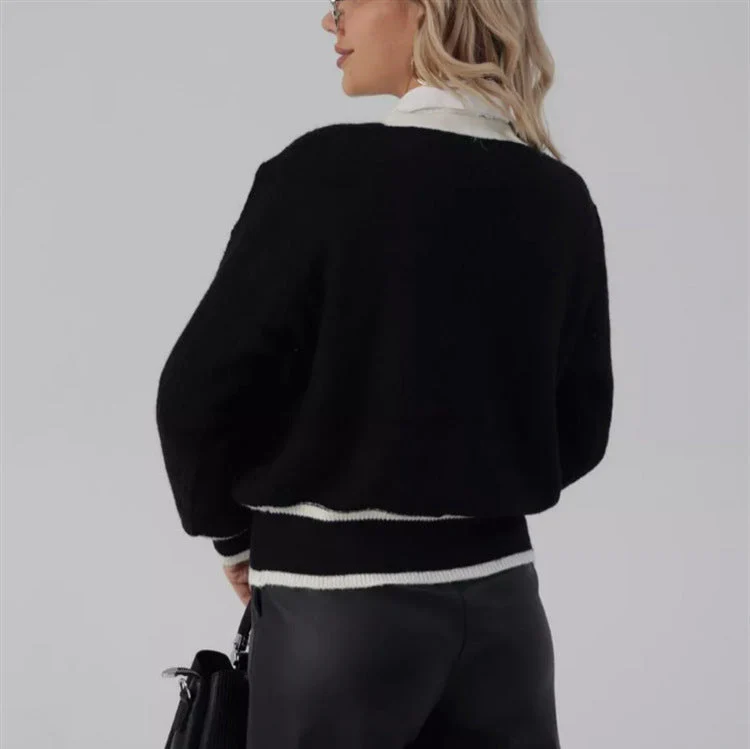 Diane - Elegancka, stylowa kamizelka w stylu paryskim z złotymi guzikami i kontrastowymi detalami - Image 6