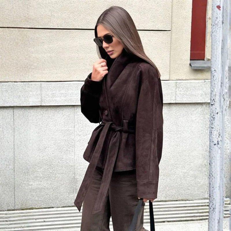 Dominika | Kurtka damska z długim rękawem i paskiem w talii, przejściowa, taliowana - Image 6
