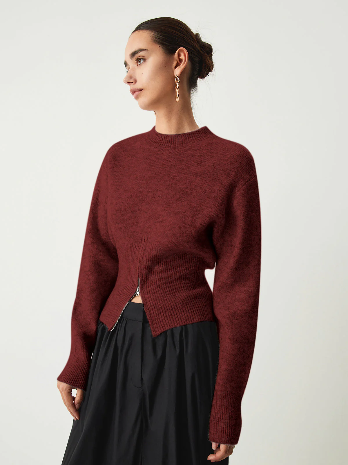 Edith | Damski sweter z półzamkiem i puszystą fakturą, wygodny i cozy fason - Image 10
