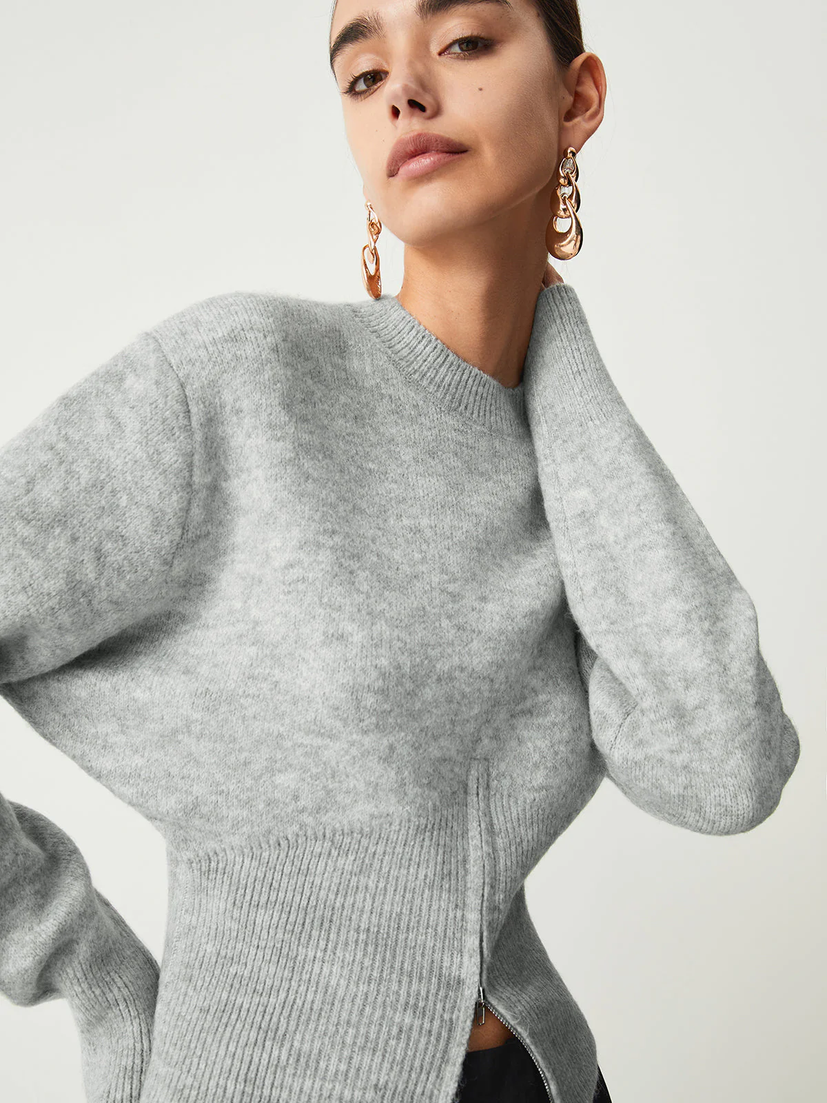 Edith | Damski sweter z półzamkiem i puszystą fakturą, wygodny i cozy fason - Image 2