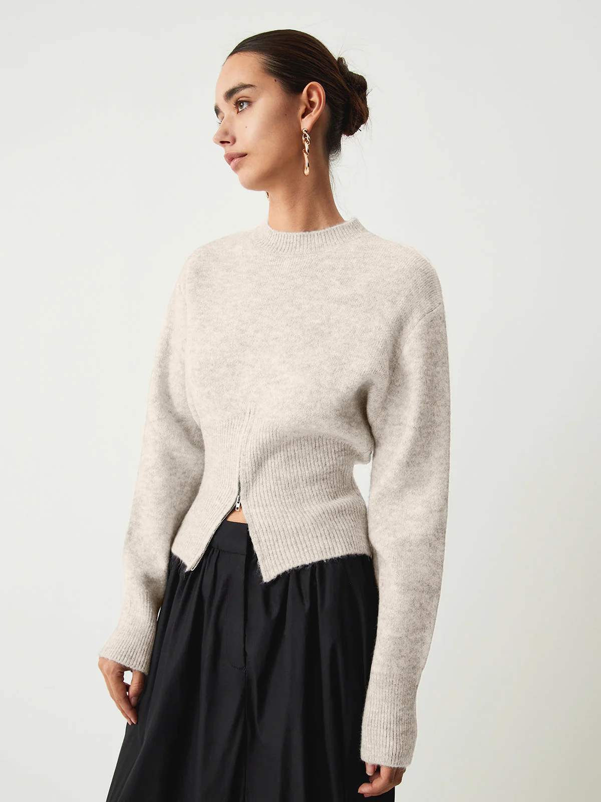 Edith | Damski sweter z półzamkiem i puszystą fakturą, wygodny i cozy fason - Image 9