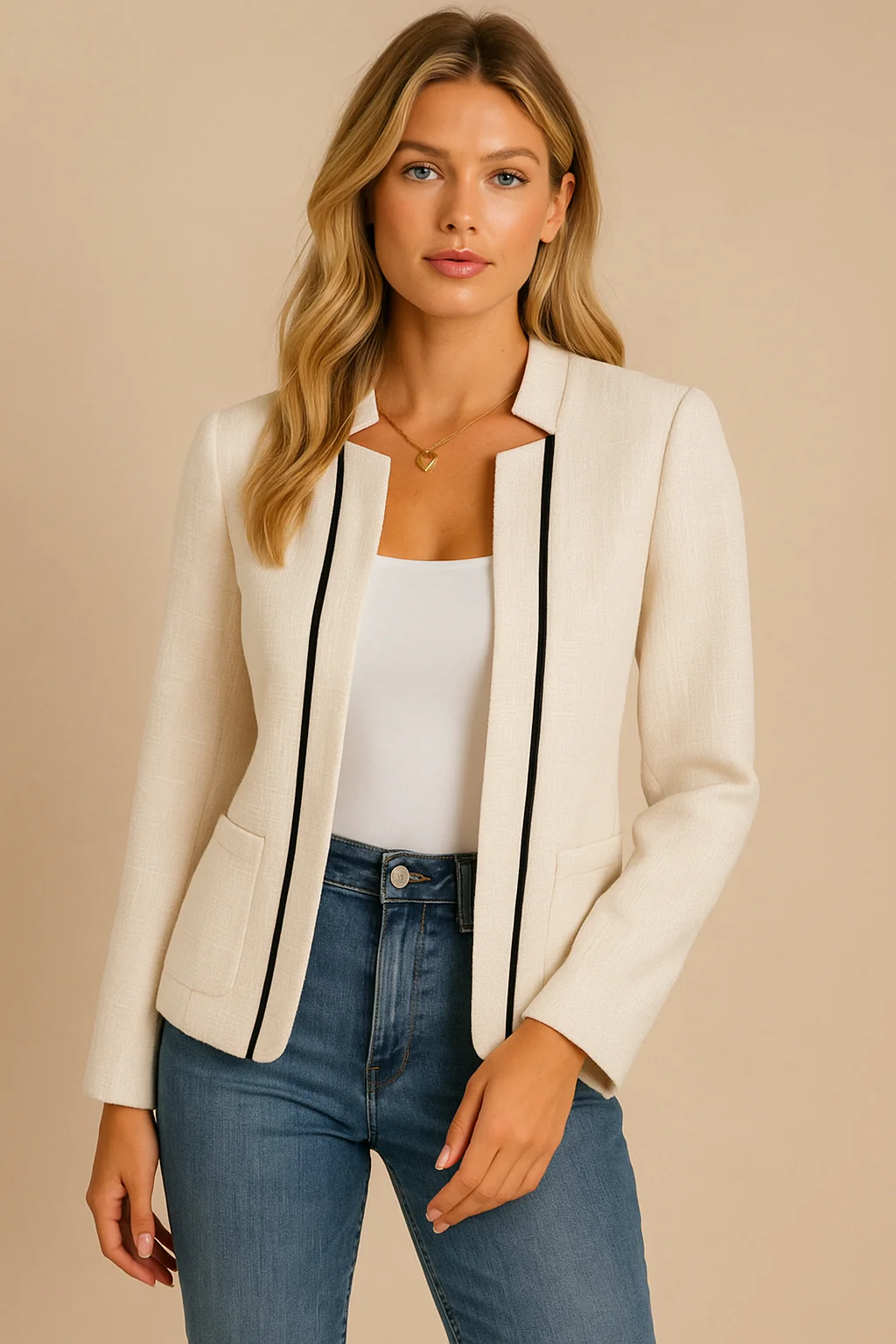 Edna | Damska elegancka marynarka z kontrastowymi detalami, ponadczasowy styl - Image 5