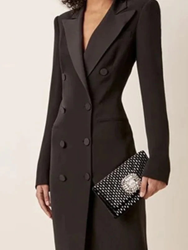 Eliza | Elegancka damska sukienka z kołnierzem typu blazer, ponadczasowy i stylowy fason na każdą porę roku - Image 2