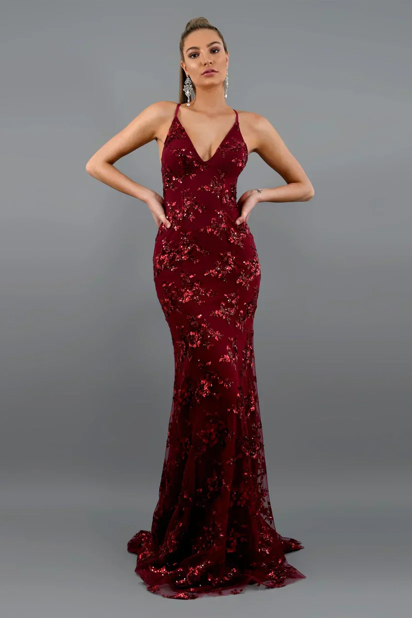 Elizabeth | Elegancka sukienka maxi damska z cekinami - Image 3