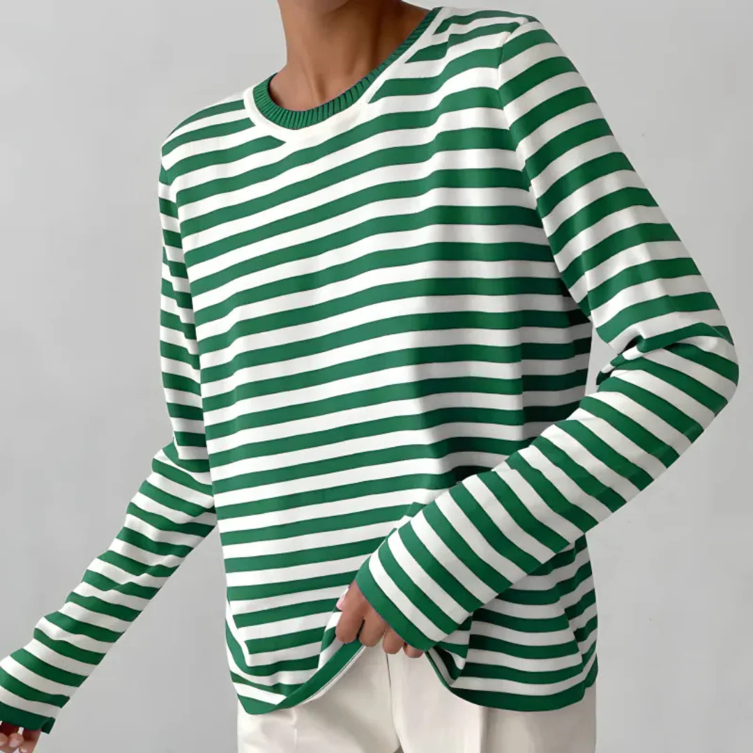 Erika | Klasyczna damska bluzka w paski z długim rękawem casual basic - Image 6