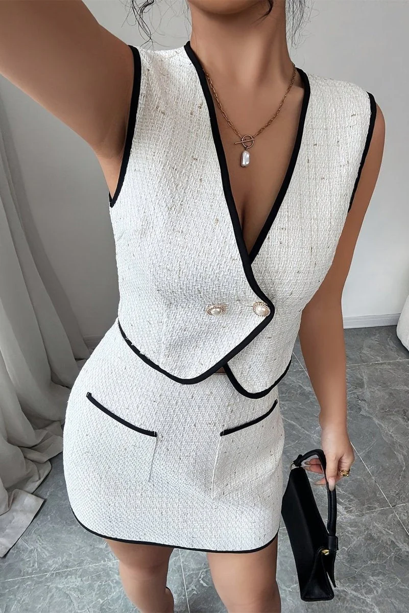 Estelle | Damski komplet elegancki top bez rękawów i spódnica - Image 5