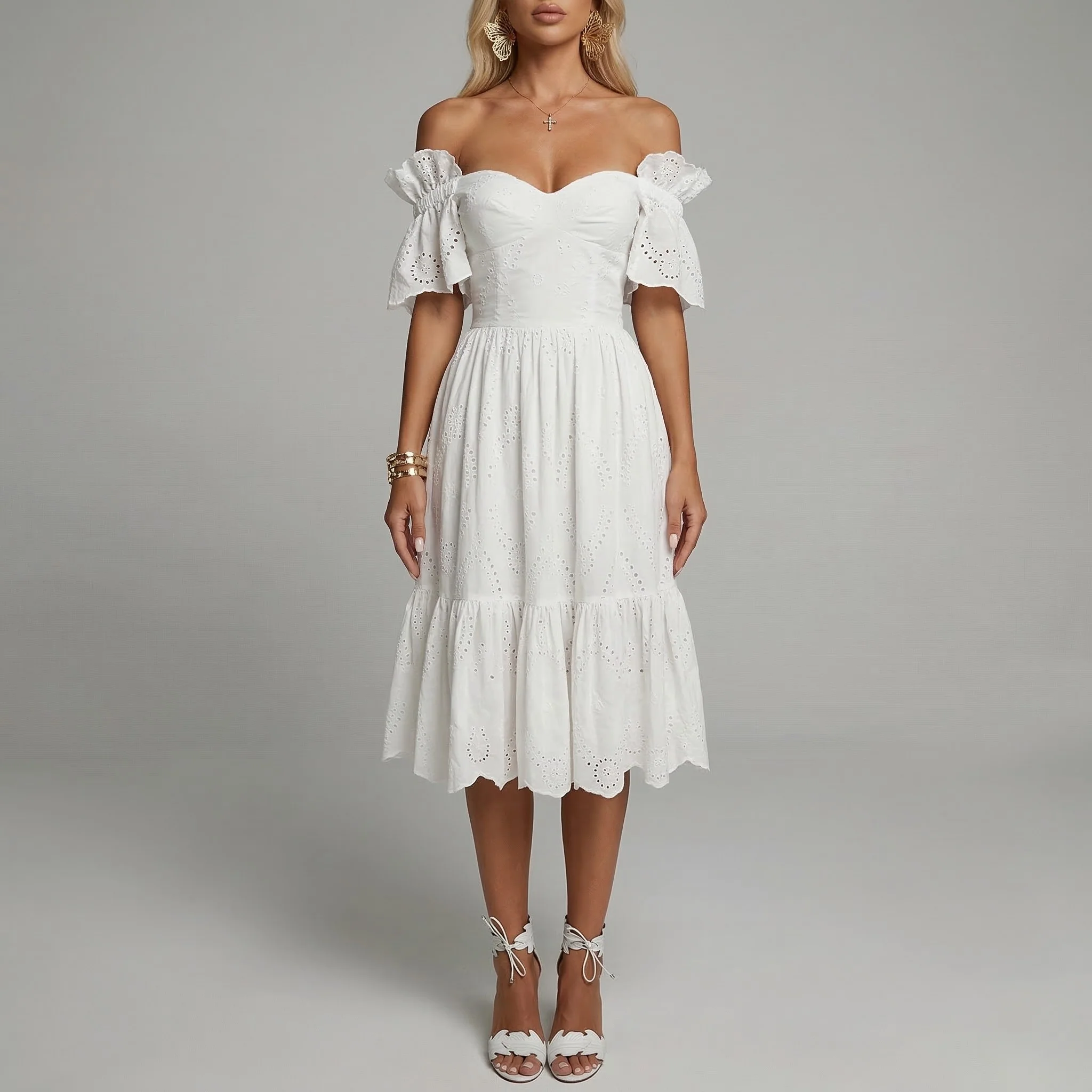 Etheldreda | Sukienka damska elegancka z odkrytymi ramionami - Image 2