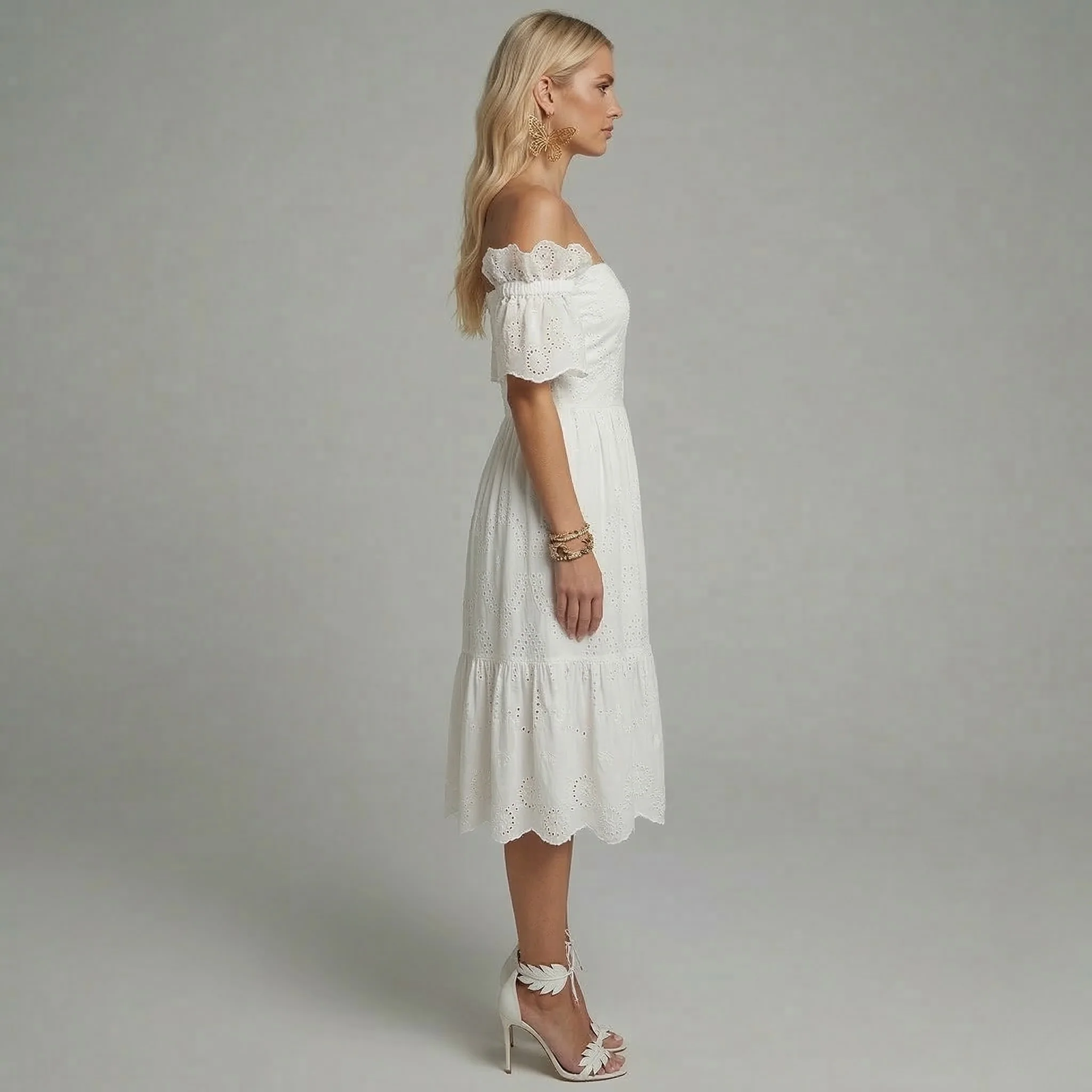 Etheldreda | Sukienka damska elegancka z odkrytymi ramionami - Image 3