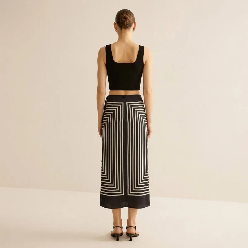 Faith | elegancka spódnica maxi damska prążkowana - Image 3