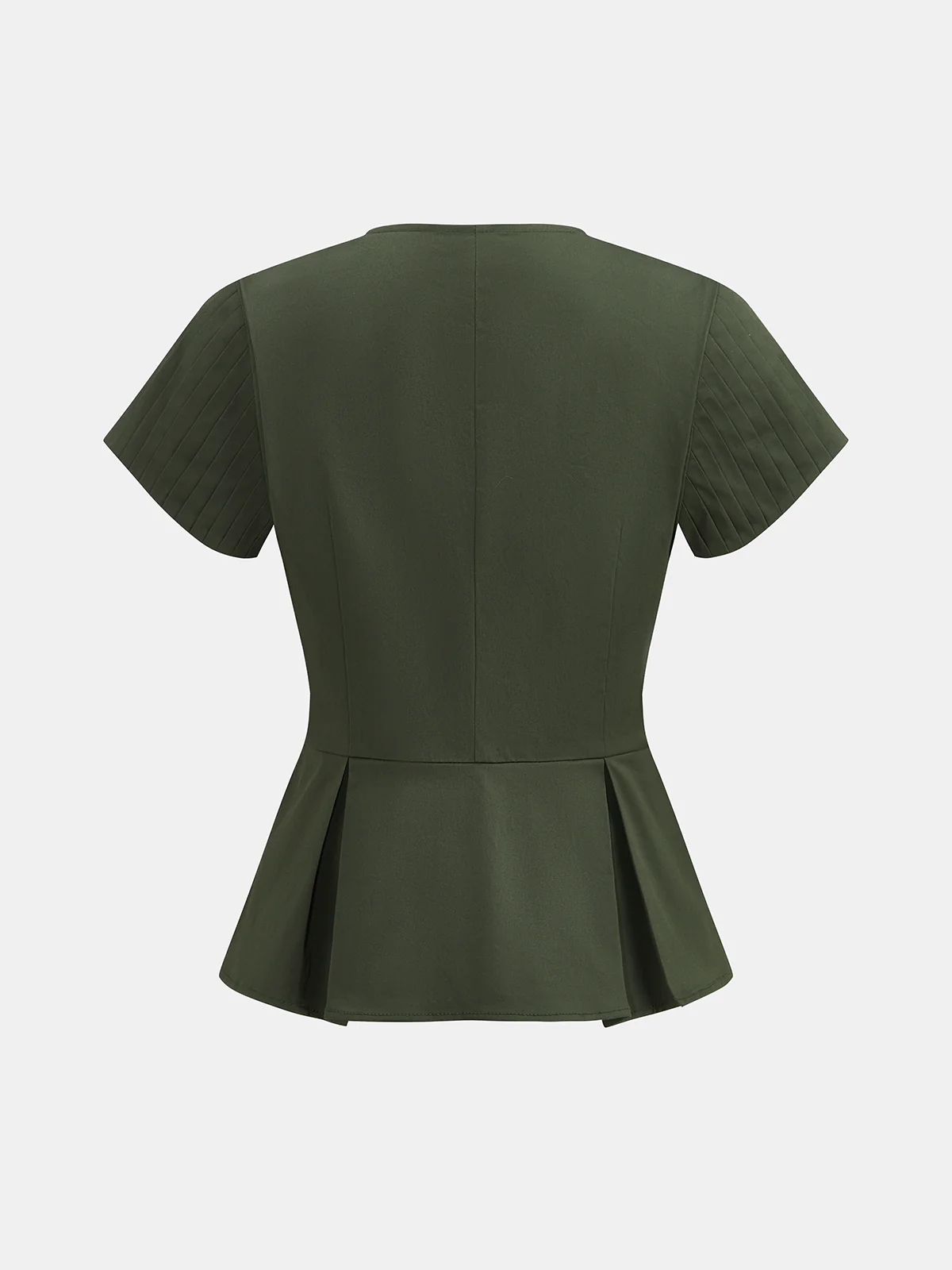 Faye | Komplet z topem peplum z plisowanymi rękawami i szortami - Image 3