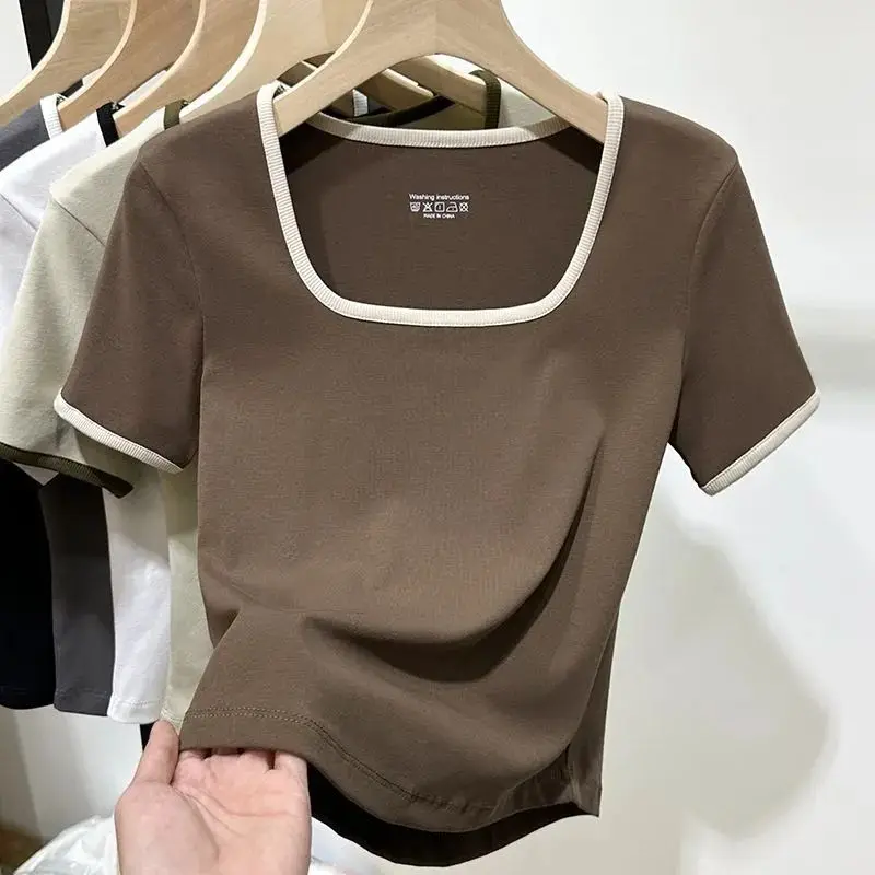Fiona | damski top z kwadratowym dekoltem i krótkim rękawem - Image 3