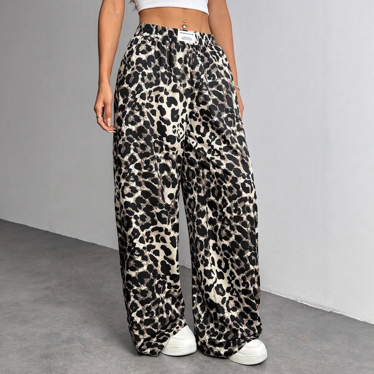 Florence | spodnie damskie palazzo w elegancki wzór leopard, stylowe i szerokie nogawki - Image 2