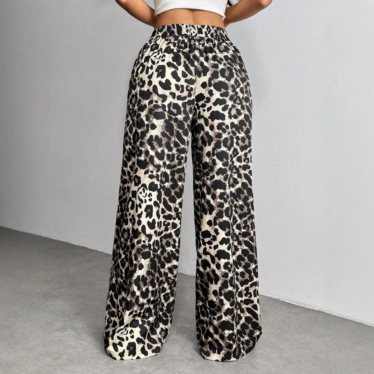 Florence | spodnie damskie palazzo w elegancki wzór leopard, stylowe i szerokie nogawki - Image 3