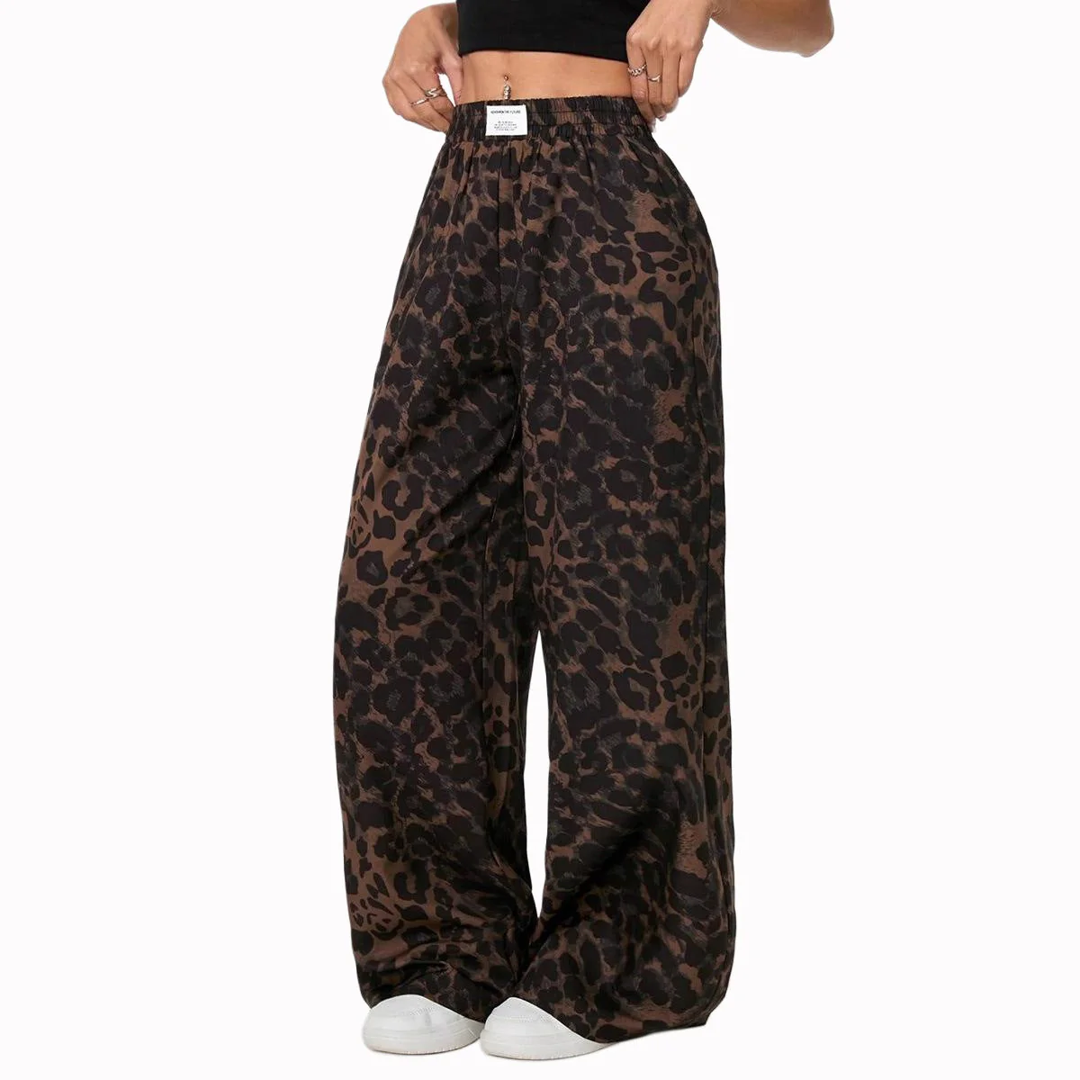 Florence | spodnie damskie palazzo w elegancki wzór leopard, stylowe i szerokie nogawki - Image 4