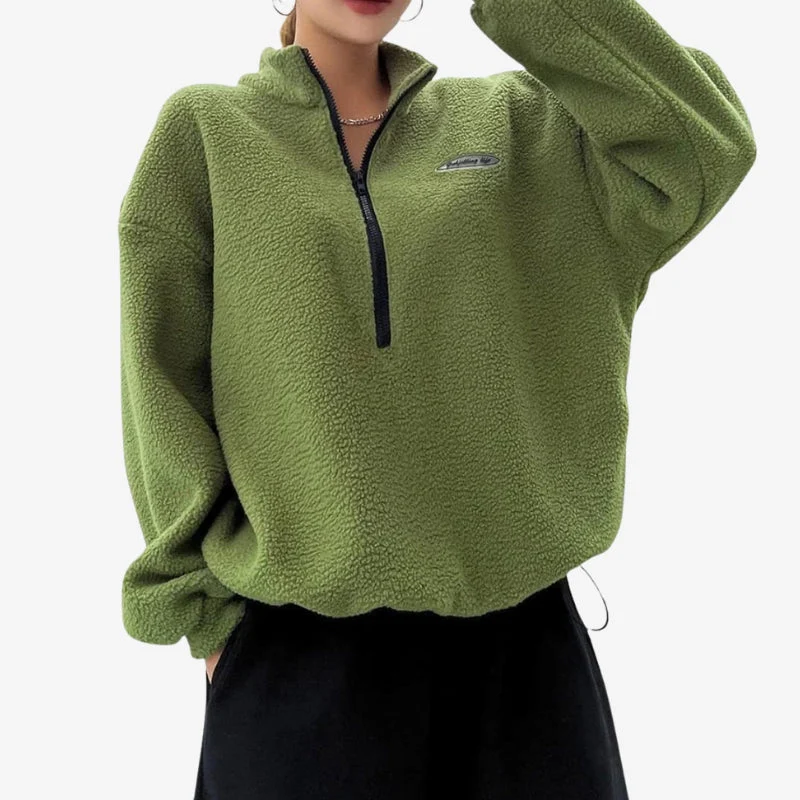Gage | Sweter damski oversize z długim rękawem i stójką, dzianinowy - Image 2