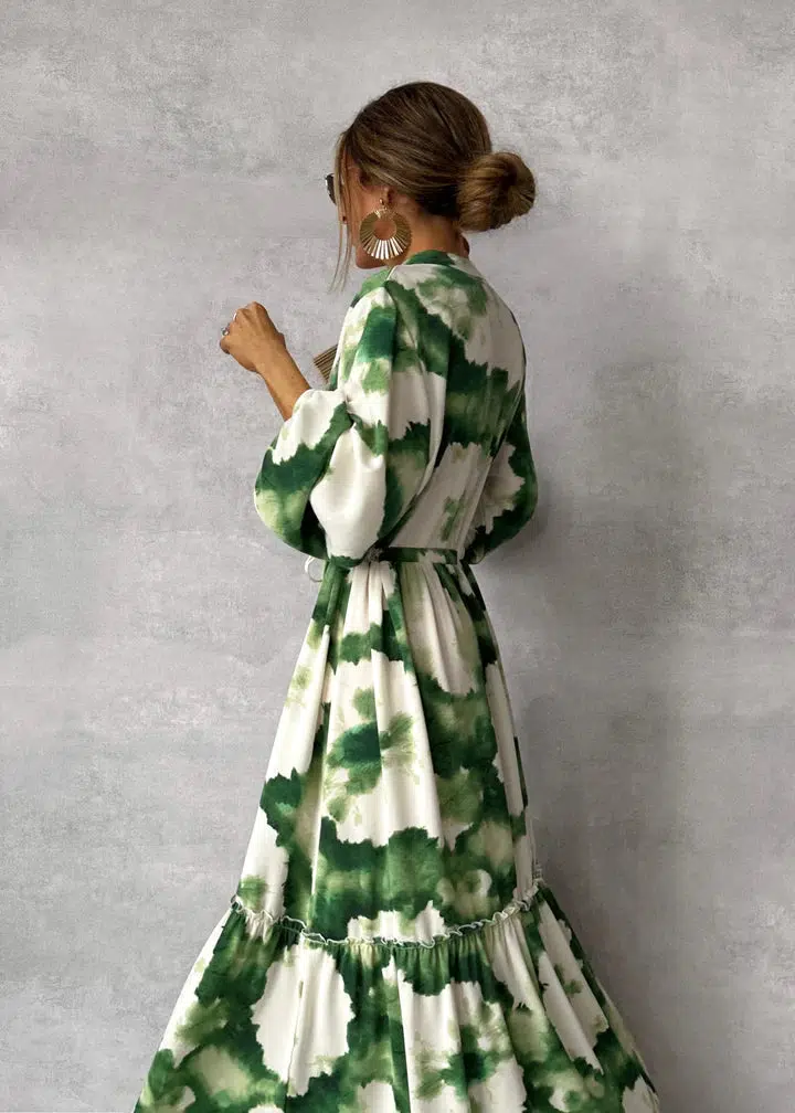 Georgette | sukienka maxi damska boho z dekoltem w serek - Image 2