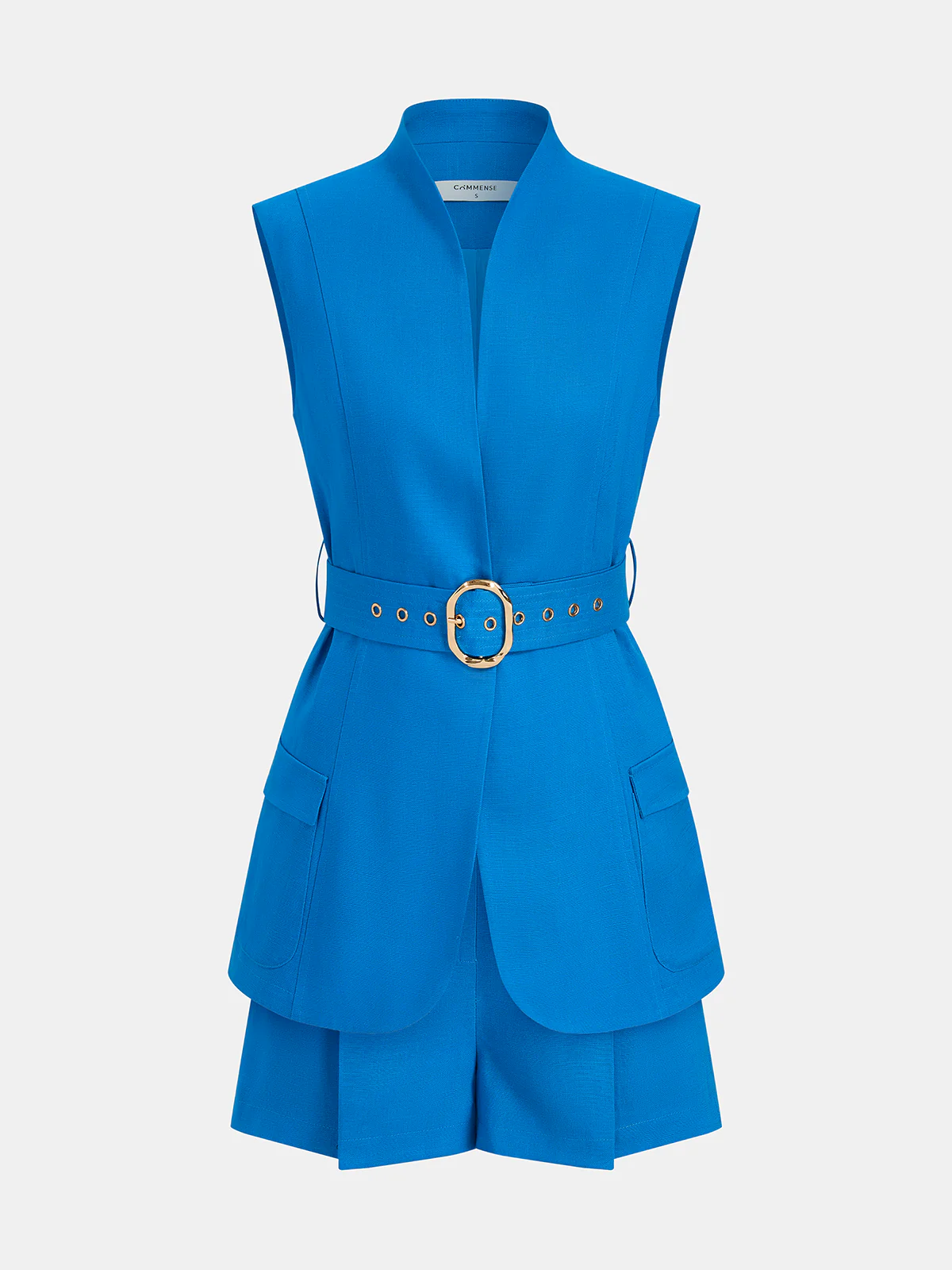 Ginny | Komplet damski bezrękawnik typu blazer i plisowane szorty - Image 2