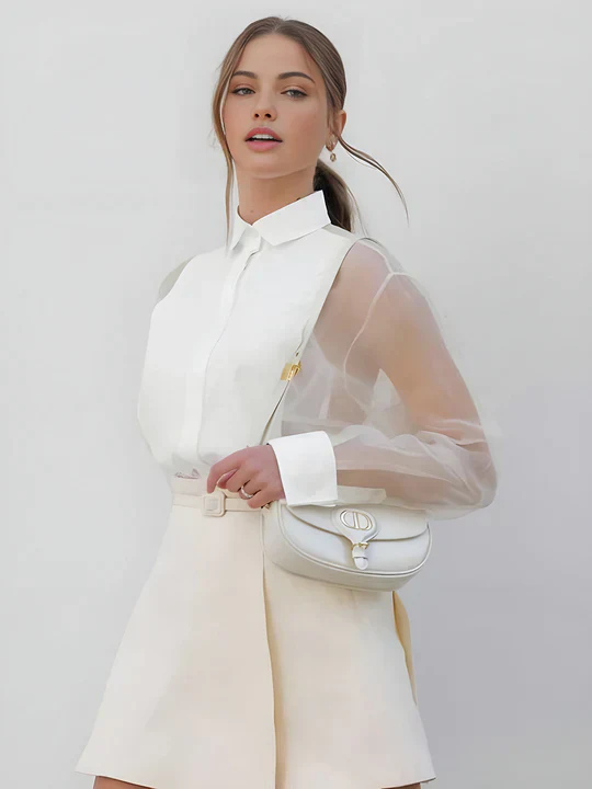 Glenda | Elegancka bluzka damska z ozdobnymi rękawami o luźnym, stylowym kroju - Image 3