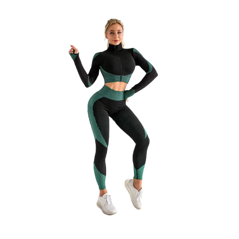 Gussie | Bezszwowy komplet treningowy do jogi i fitnessu legginsy, crop top i bluza - Image 5