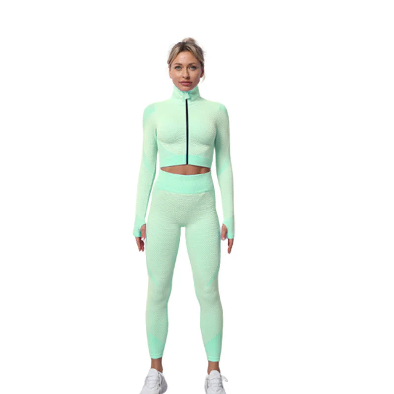 Gussie | Bezszwowy komplet treningowy do jogi i fitnessu legginsy, crop top i bluza - Image 6