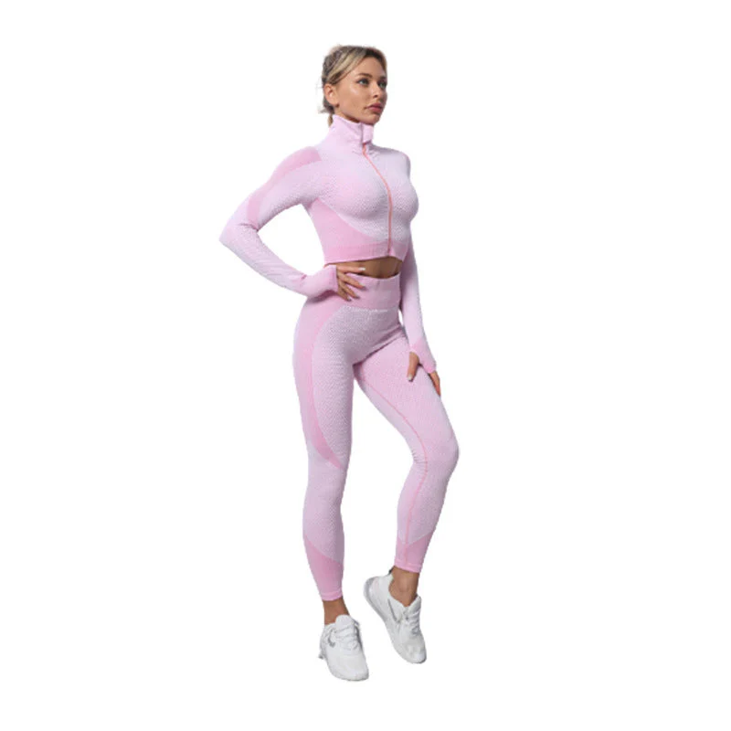 Gussie | Bezszwowy komplet treningowy do jogi i fitnessu legginsy, crop top i bluza - Image 7