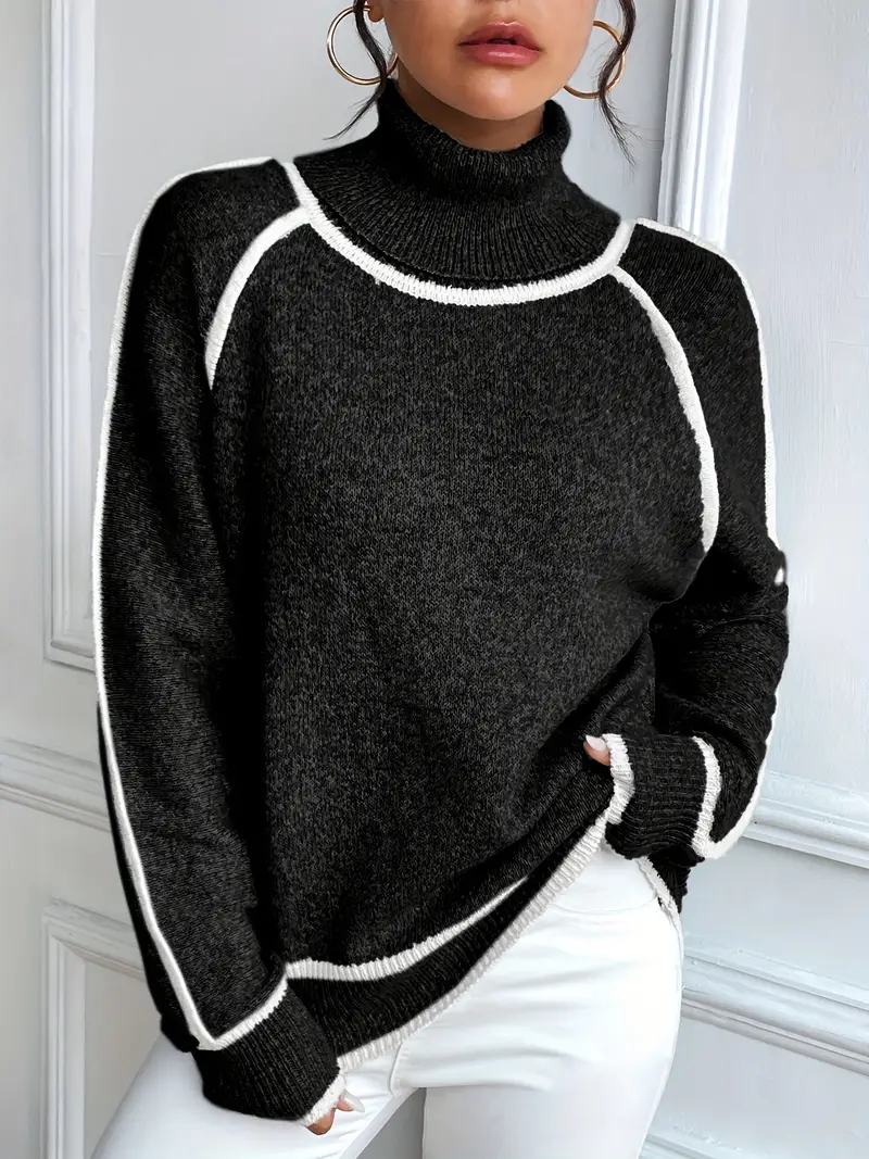 Gwendoline | Damski elegancki dzianinowy sweter z golfem - Image 10