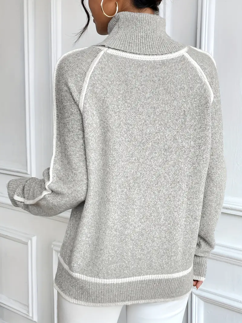 Gwendoline | Damski elegancki dzianinowy sweter z golfem - Image 6