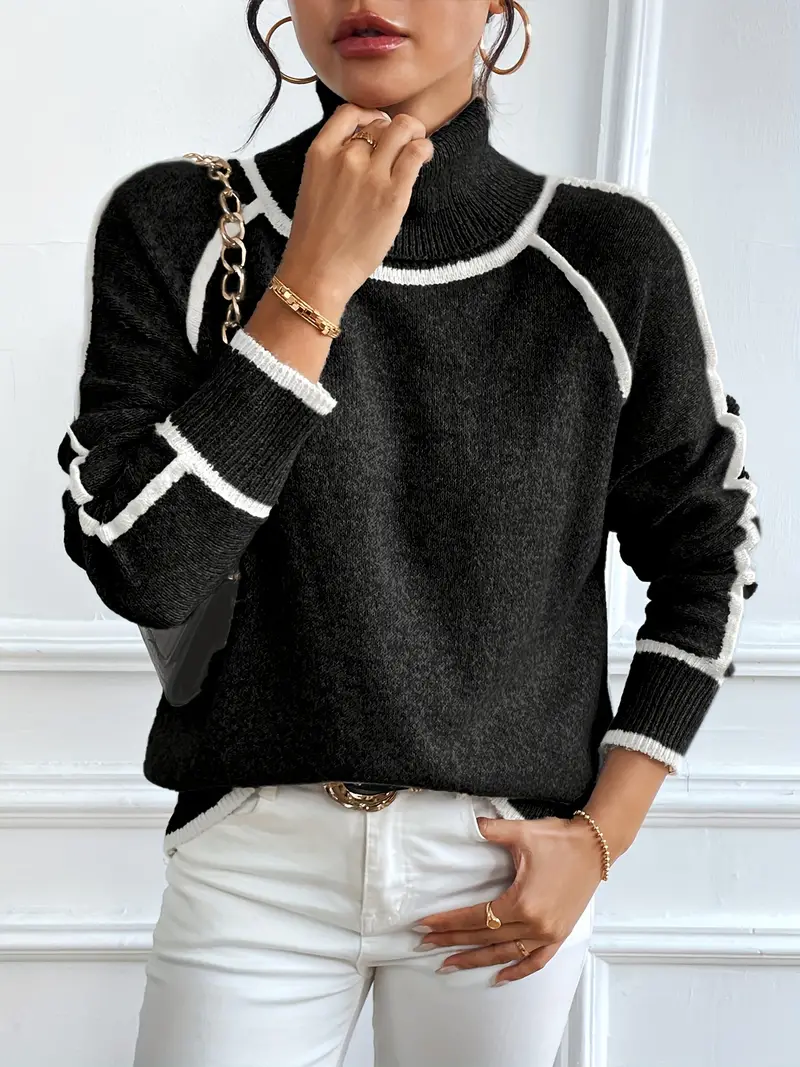 Gwendoline | Damski elegancki dzianinowy sweter z golfem - Image 7