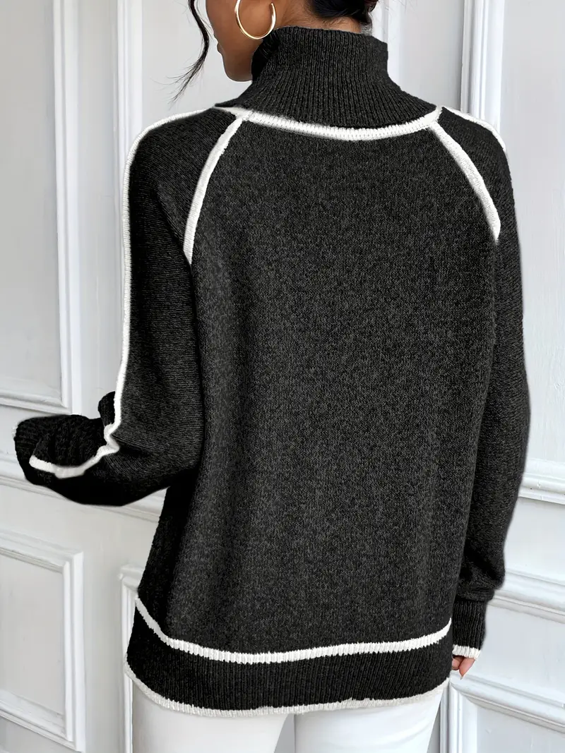 Gwendoline | Damski elegancki dzianinowy sweter z golfem - Image 8
