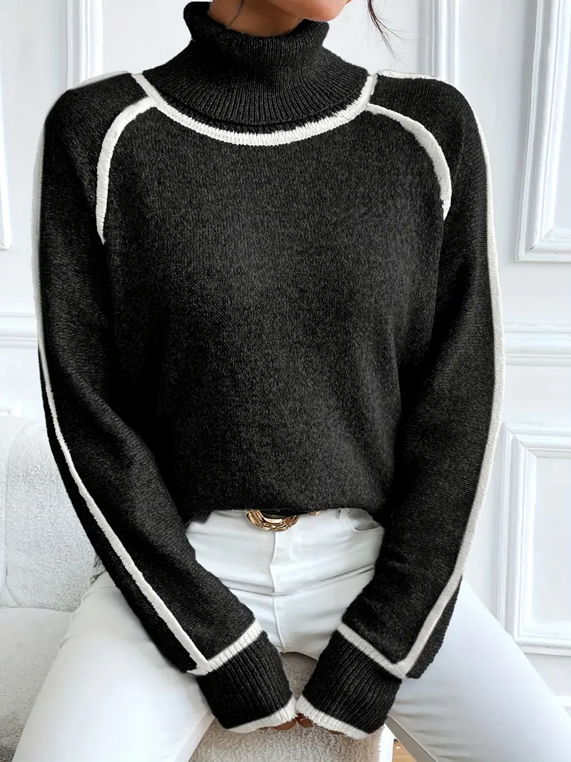 Gwendoline | Damski elegancki dzianinowy sweter z golfem - Image 9