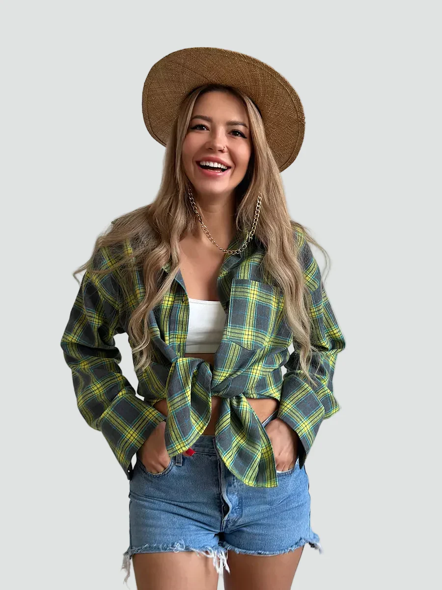 Helen | koszula damska flanelowa oversize w kratę na jesień - Image 2