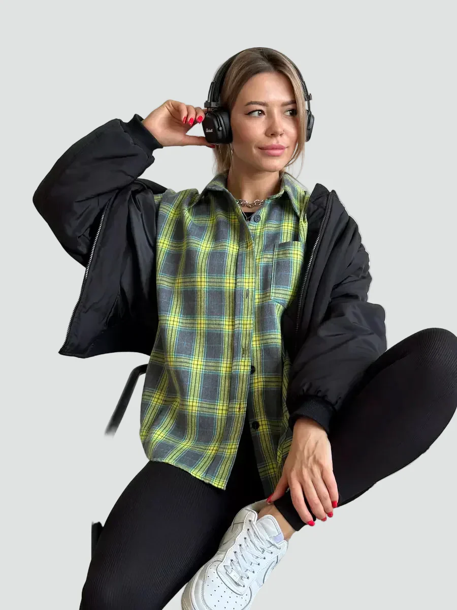 Helen | koszula damska flanelowa oversize w kratę na jesień - Image 3