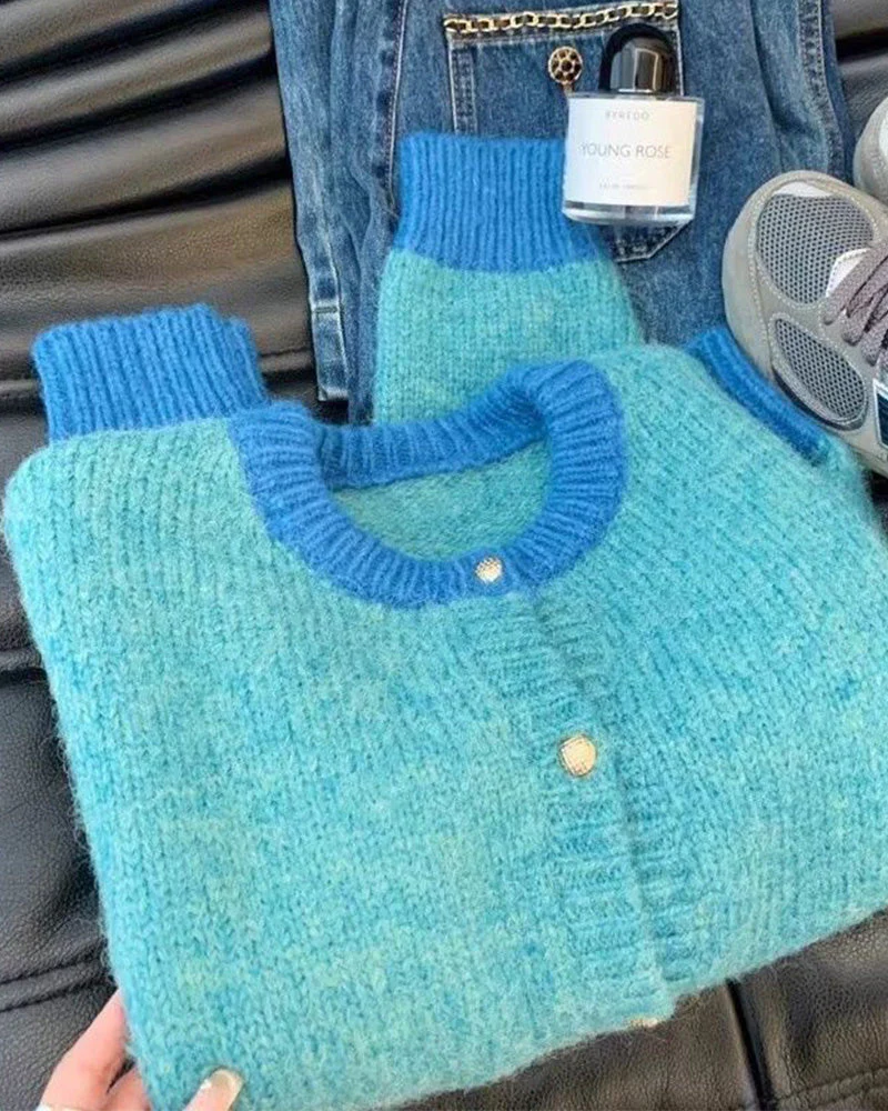 Imelda | Casualowy damski sweter kardigan o luźnym kroju z mieszanką kolorów - Image 11